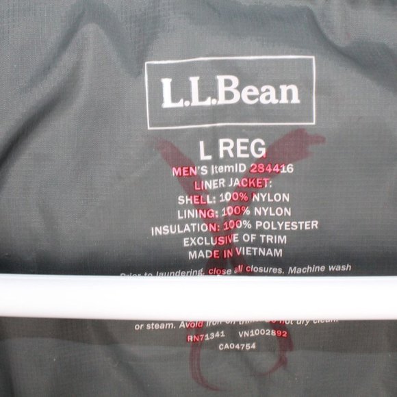 LL Bean Gray Nylon Insulated Full Zip Winter Liner Jacket Size L - Picture 7 of 8